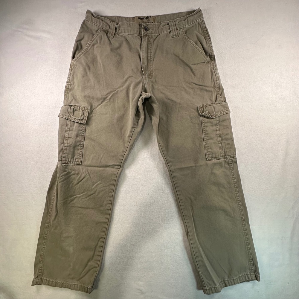 Wrangler Authentics Mens Cargo Pants Khaki Tan Cotton Twill 32x28 ZM6LGBH